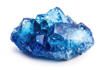 Blue crystals on white surface