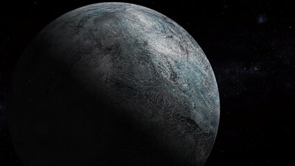 3d Eris fictional planet view star space