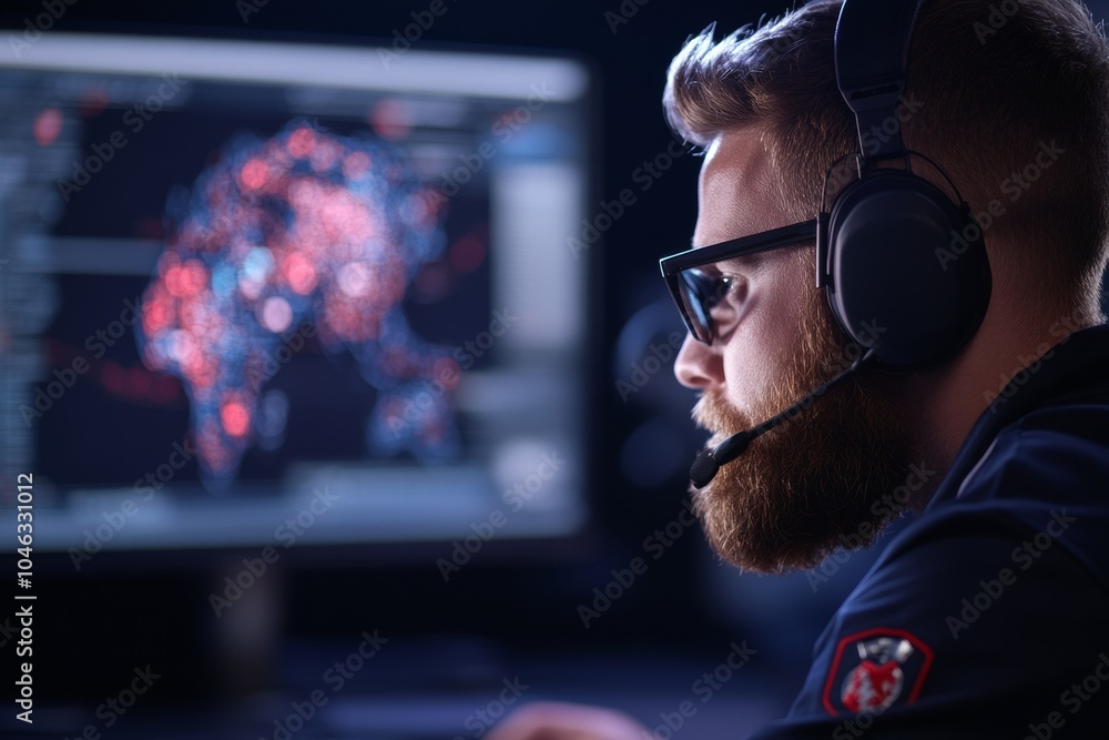 Poster Cyber Investigation Analyst Working in High-Tech Forensics Lab