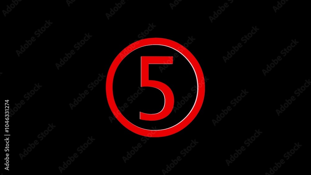 Fototapete 3d five logo icon loopable rotated red color on black background