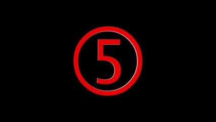 3d five logo icon loopable rotated red color on black background