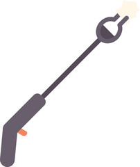 Handheld culinary torch is creating a flame, commonly used in kitchens for various cooking techniques