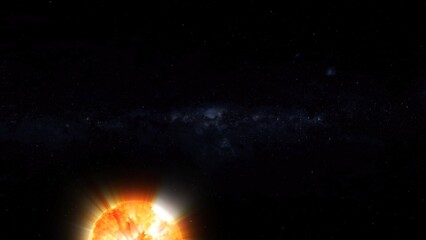 3d glowing Sun on space