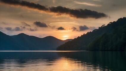 Fototapeta premium sunrise over the lake