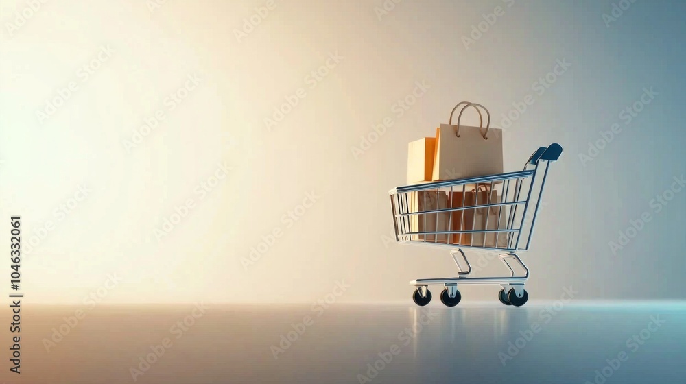 Poster explore a sleek and modern ecommerce website design featuring a shopping cart against a minimalist b