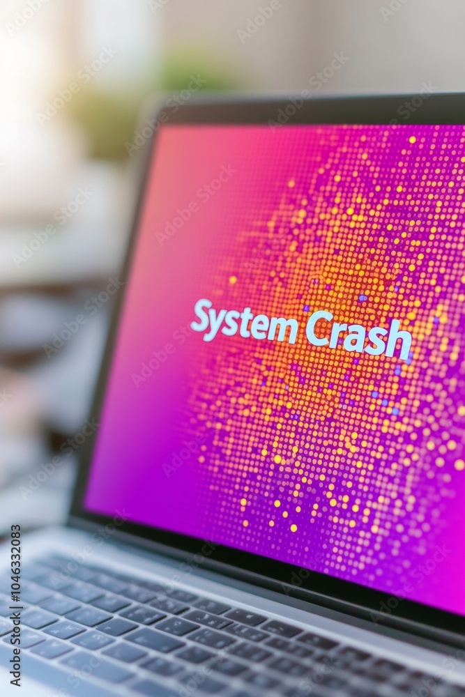 Poster system crash alert technological disruption captured in high-definition macro shot