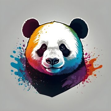 recommend clip art: panda face with dynamic color swirls, vector style, pride, resilience, individuality.