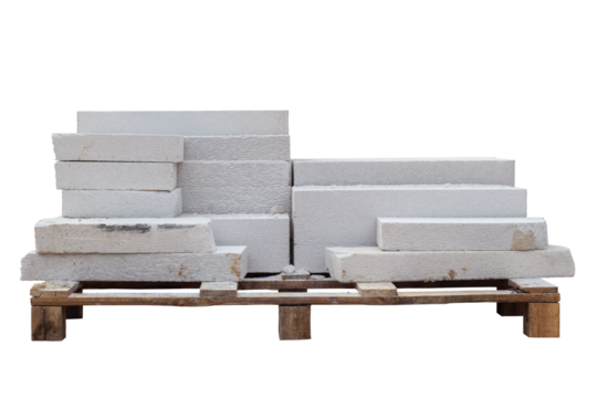 Pile of Lightweight Concrete in construction site isolated on white background included clipping path.