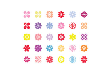 set of decorative flower icons vector illustration 