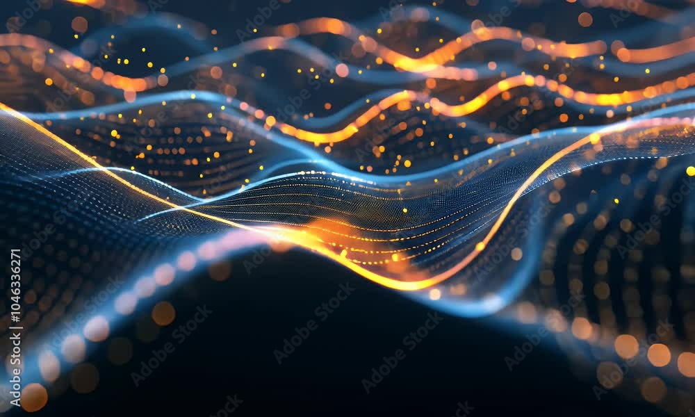 Poster abstract digital background with glowing connections and network elements, representing global conne