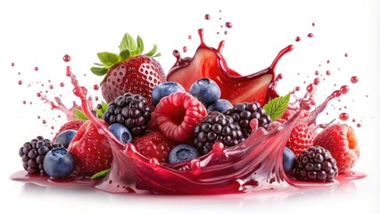 Berry juice splash isolated on white background, berry, juice, splash, isolated, white, background, refreshment, vibrant