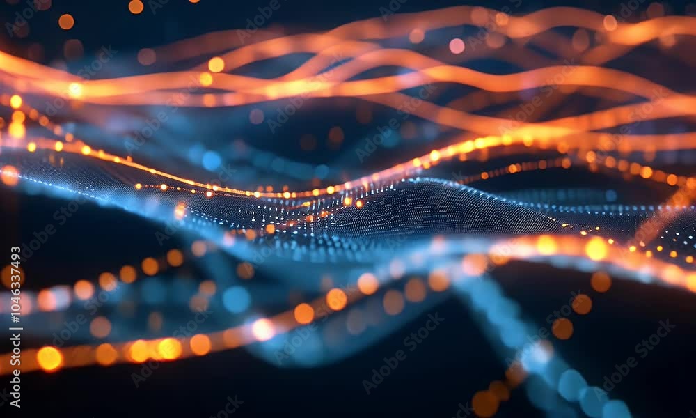 Aufkleber abstract digital background with glowing connections and network elements, representing global conne