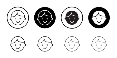 Child face icon Simple thin outline