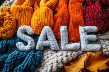 white sale letters made by wool and fall colors sweater 