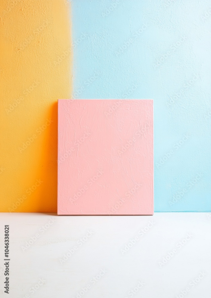 Aufkleber minimalist pink canvas on vibrant abstract background with copy space