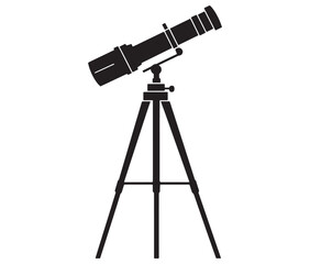 Telescope silhouette icon. Telescope silhouette logo vector
