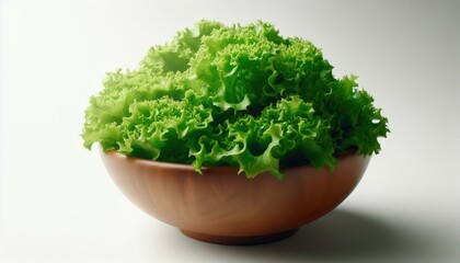 Fototapeta premium Fresh Green Lettuce in Wooden Bowl