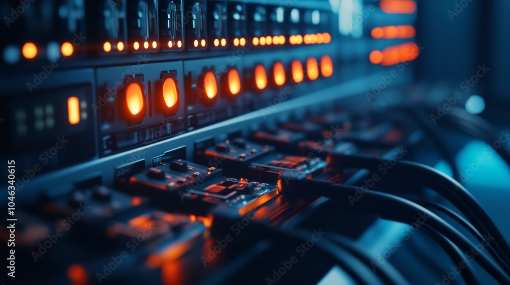Poster Network switch with cybersecurity focus: A network switch equipped with advanced security features, such as encryption and firewall integration,network management.