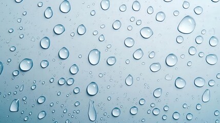 Closeup of water droplets on a glass surface, with soft lighting to emphasize purity and hydration, water droplets, pure and fresh