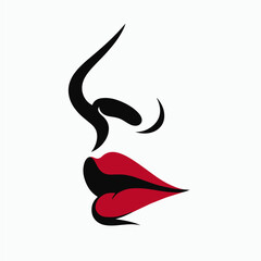 Silhouette of lips and nose of a lady