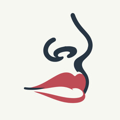 Fototapeta premium Silhouette of lips and nose of a lady