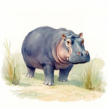 recommend clip art: watercolour clipart of a hippo