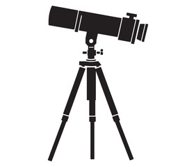 Telescope silhouette icon. Telescope silhouette logo vector