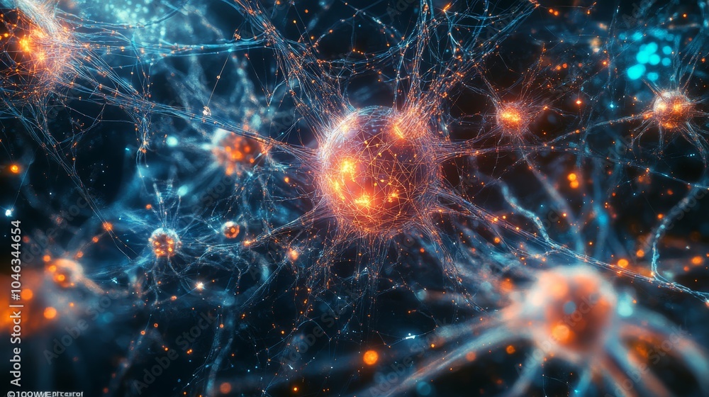 Aufkleber New ideas neural network visualization: A banner that visualizes the concept of neural networks, with interconnected nodes and pathways representing the flow of ideas and information,