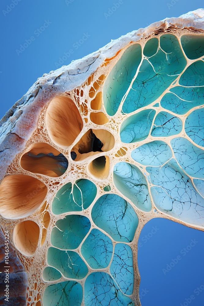 Aufkleber detailed image of a cross-section of a root under a microscope focusing on the vascular bundle