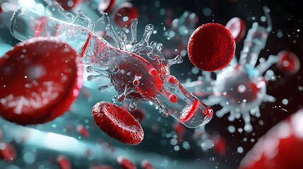 Fototapeta premium Detailed view of white blood cells under a microscope emphasizing their role in the immune system