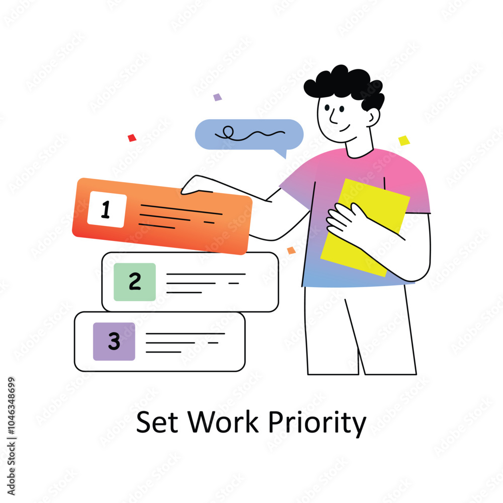Poster set work priority gradient flat style design vector illustration. stock illsutration.
