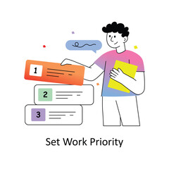Set Work Priority Gradient Flat Style Design Vector illustration. Stock illsutration. 