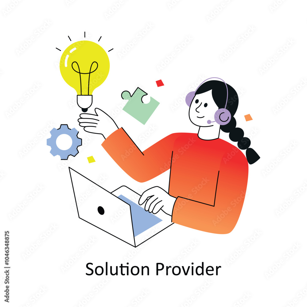 Poster solution provider gradient flat style design vector illustration. stock illsutration.
