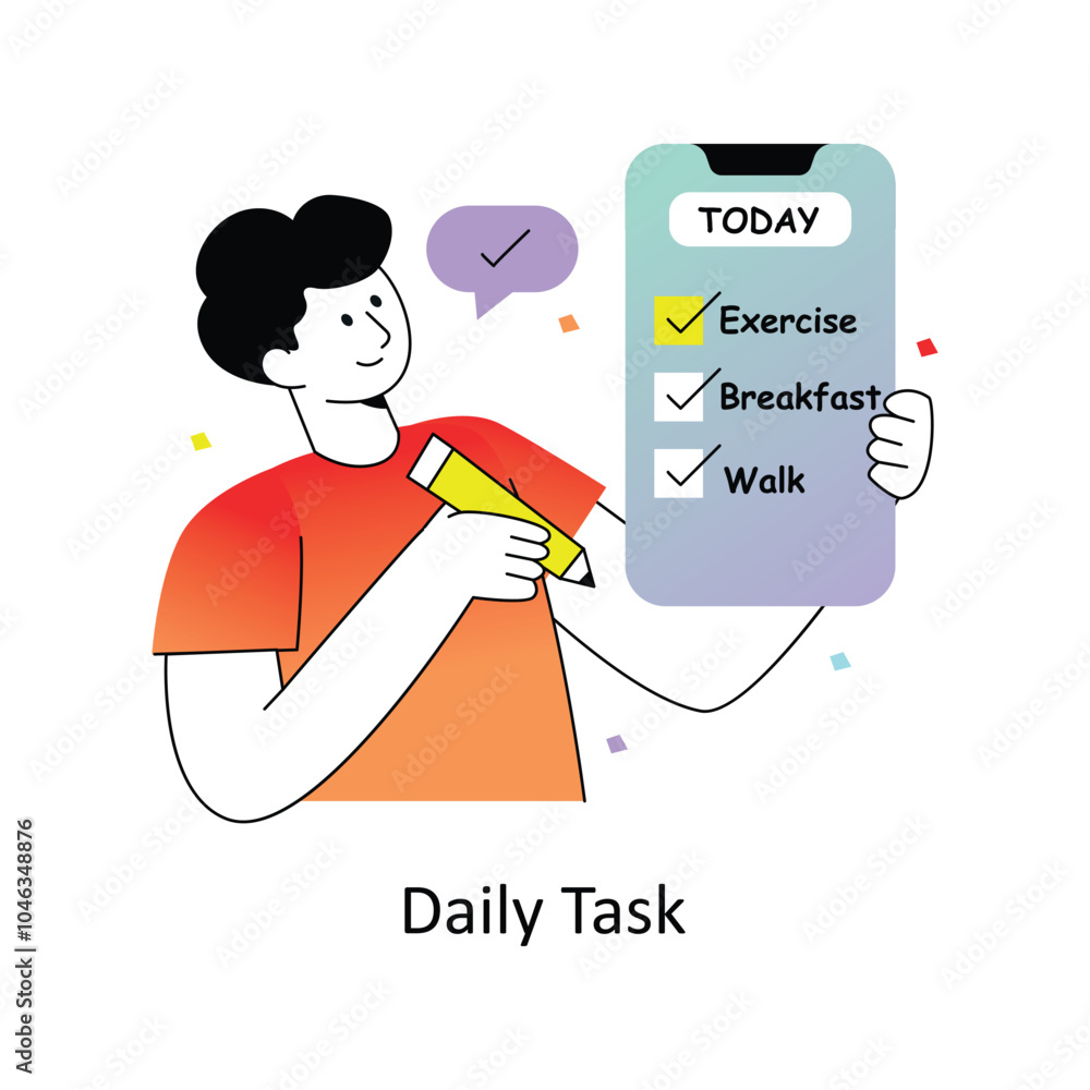 Poster daily task gradient flat style design vector illustration. stock illsutration.