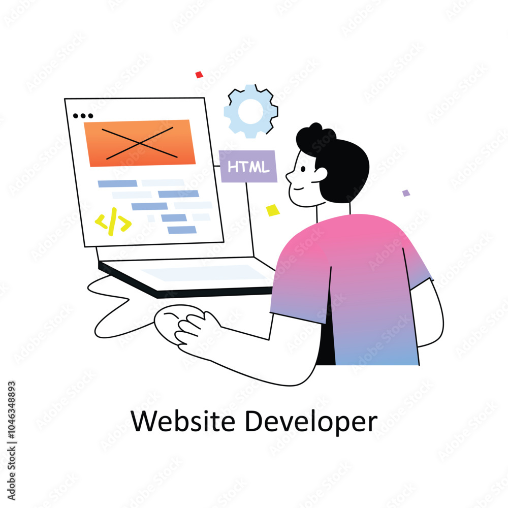 Poster website developer gradient flat style design vector illustration. stock illsutration.