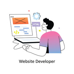 Website Developer Gradient Flat Style Design Vector illustration. Stock illsutration. 
