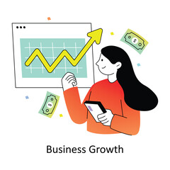 Business Growth Gradient Flat Style Design Vector illustration. Stock illsutration. 