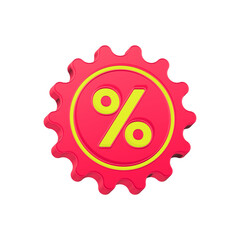 percent tag shop badge icon 3d red color