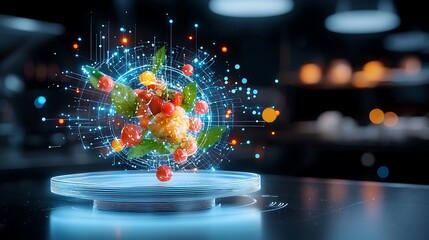 Fototapeta premium Concept of food traceability in a restaurant setting showing the origin of ingredients