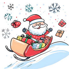 Doodle Christmas and New Year Cards - 2D Hand-drawn Illustrations on White Background