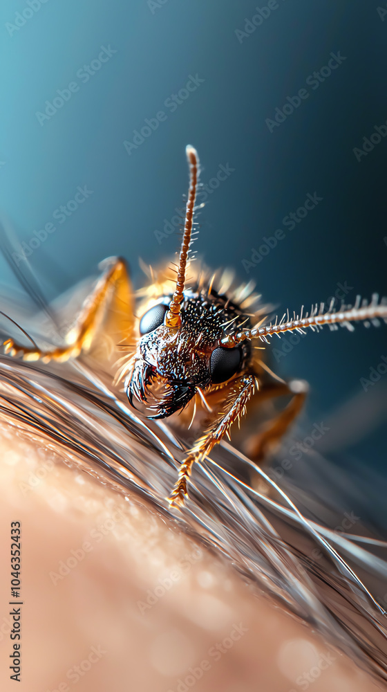 Poster close-up exploration of a tiny insect revealing intricate details and features