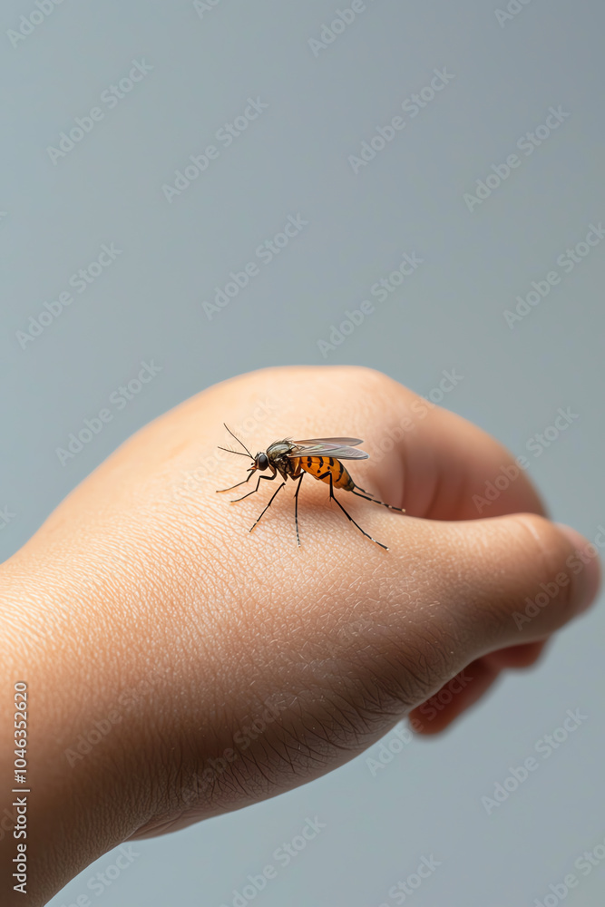 Aufkleber a close-up encounter a bug on a hand highlighting the intricacies of insects and human interaction