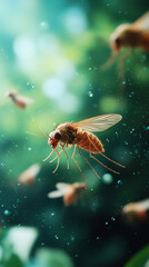 Naklejka premium Exploring the microscopic world a close-up on fruit flies in their natural habitat