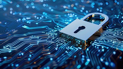 Futuristic interface with advanced network security protocols and digital protection