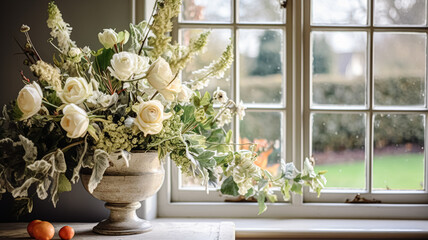 Fototapeta premium Beautiful bouquet of flowers in vase. Floral arrangement