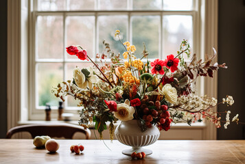 Fototapeta premium Beautiful bouquet of flowers in vase. Floral arrangement