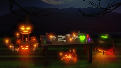 Dark ritual on Halloween night.