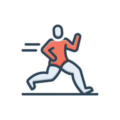 Color illustration icon for running