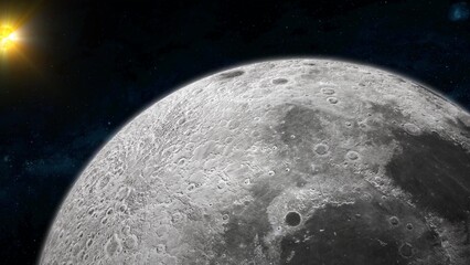 3d realistic Moon sun on space