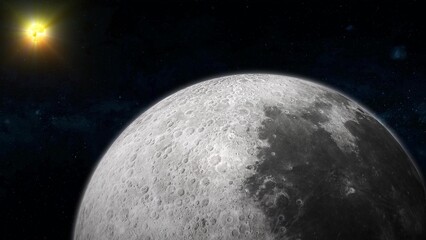 3d realistic Moon sun space